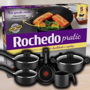 Conjunto 5 Peças Antiaderente Pratic Rochedo Cinza