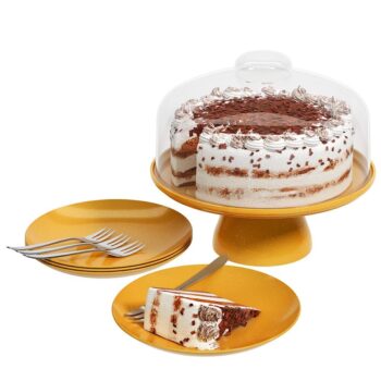 Conjunto para Bolo Coza Celebration em Polipropileno/Inox Dourado – 9 Peças