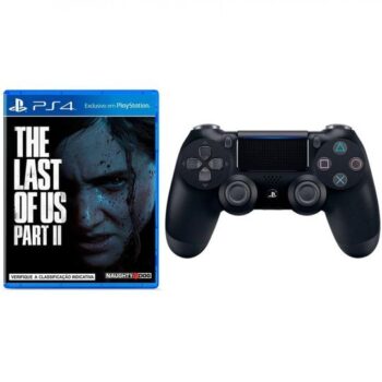 Controle Dualshock 4 Sony Sem Fio Jet Black Ps4 + The Last Of Us II