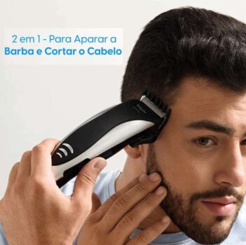 Cortador Aparador de Cabelo e Barba Studio Men Elgin com 8 acessórios Preto e Prata 110V