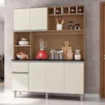 Cozinha Compacta Poliman Alice com 6 Portas, 1 Gaveta e 2 Prateleiras - 160cm de largura