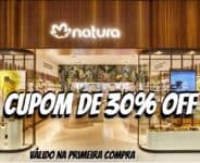 Cupom de 30% de desconto válido na primeira compra e uma seleção de produtos