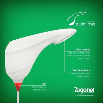 Ducha Sublime Eletrônica 5500w 127v Cx.pr Zagonel Branco 110v