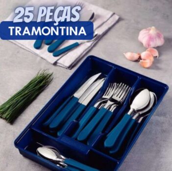 FAQUEIRO INOX 25PC LEME AZU