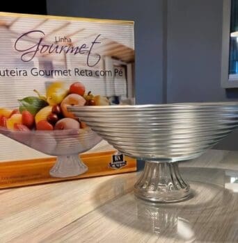 Fruteira de Mesa com Pé Ruvolo Gourmet em Vidro – 28,5 cm