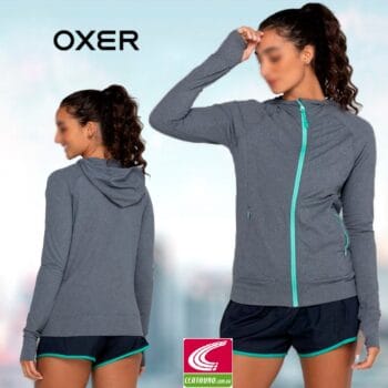 Jaqueta Feminina Oxer com Capuz e Bolso de Zíper Jogging