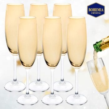 Jogo de 6 tacas para champanhe Gastro em cristal ecologico 220ml A24cm cor amarela-AMARELO - Bohemia- Full Fit