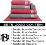 Jogo De Toalhas Gigante Super Absorção - 6 Peças Berlim 100% Algodão (Terracota + Gris)