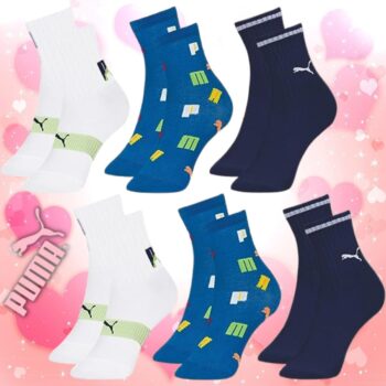 Kit 06 Pares Meia Puma Infantil Cano Médio Algodão Criança