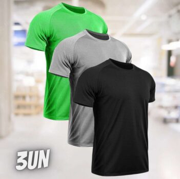 Kit com 3 Camisetas Masculinas Dry Fit Básicas Academia Treino Exercício - Slim Fitness