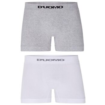 Kit Cueca Boxer D'uomo Sem Costura 2 Peças - Branco/Mescla