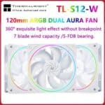 Kit Fan Thermalright TL-S12, 68.9CFM, 2.21mm H2O, ARGB, PWM, Rolamento S-FDB