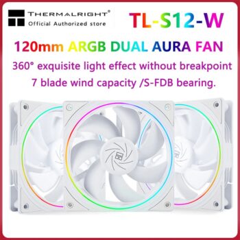 Kit Fan Thermalright TL-S12, 68.9CFM, 2.21mm H2O, ARGB, PWM, Rolamento S-FDB