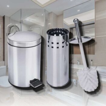Kit Lixeira aço inox 3 litros + 1 escova Sanitária Travel Max - Healer