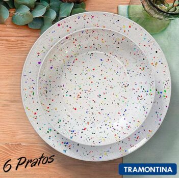 Kit Prato Fundo Tramontina Confetti em Porcelana Decorada 21 cm 06 Peças