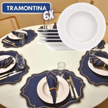 Kit Prato Fundo Tramontina Ingrid em Porcelana Decorada 23 cm 06 Peças