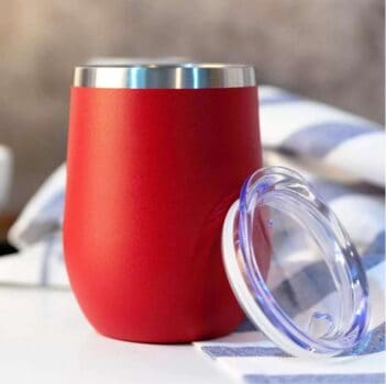 Mimo Style Copo Térmico de Aço Inoxidável Parede Dupla Vermelho 350ml Com Tampa de Polipropileno Livre de BPA