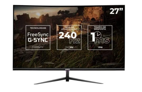 Monitor Gamer Curvo Mancer Valak ZX240H, 27Pol, VA, FHD, 1ms, 240Hz, Freesync e G-Sync, HDMI/DP, MCR-VZX240H-BL01