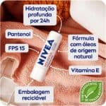 NIVEA Protetor Labial Med Repair FPS15 4,8g - Hidrata e regenera os lábios ressecados e machucados, com Vitamina E e óleos naturais, proporciona reparação intensiva e alívio imediato