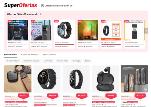 Ofertas Relâmpago AliExpress - Até 50% OFF