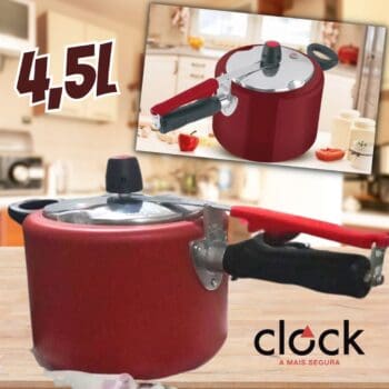 Panela de Pressão Clock Original Vermelha 4,5L de Fechamento Interno