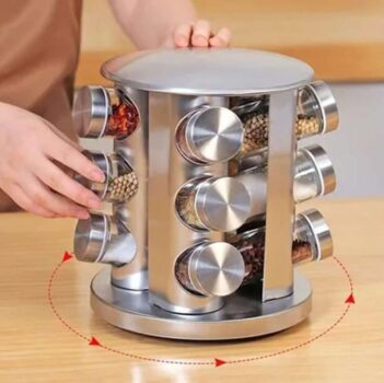 Porta Temperos Condimentos Giratório inox 12 Potes