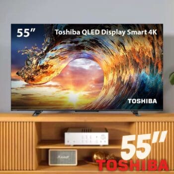 Smart TV 55" 4K QLED TB014M Toshiba 55M550L com WiFi, Bluetooth, 8 ms, 60 Hz, Dolby Audio e Comando de Voz