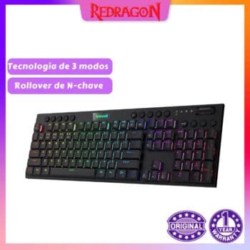 Teclado Redragon Horus Wireless RGB, Mecânico, Bluetooth 2.4GHz, Wired, Tri Mode, Low Profile, K618