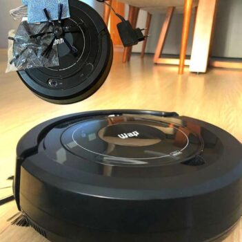 Aspirador de Pó Robô WAP ROBOT W100 Bivolt Automático 3 em 1 Varre Aspira e Passa Pano MOP para Limpeza