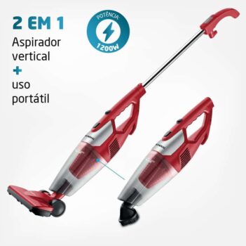 Aspirador de Pó Vertical 2 em 1 Mondial AP-30 Turbo Premium 1200W - Vermelho