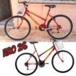 Bicicleta Aro 26 Houston Foxer Maori 21 Marchas e Freio V-Brake - Vermelha/Amarelo