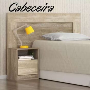 Cabeceira para Cama de Solteiro Demóbile London com Mesinha de Cabeceira