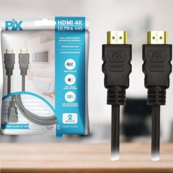 Cabo Hdmi 2.0 4K Hdr 19P 2M Pix Gold, Preto
