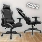 Cadeira Gamer TGT Heron TX, Preto e Cinza, Couro PU, TGT-HRTX-BK01