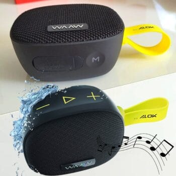 Caixa de Som Portátil Bluetooth 5W WAAW by ALOK ME 100SB com Entrada para Cartão de Memória micro SD IPX6 Resistente à Água TWS Hands Free e 12 Horas de Reprodução