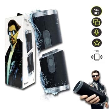 Caixa de Som Portátil WAAW by Alok US 200SB, 20W, DUO Bluetooth TWS, Resistente à Água IPX6, Preto - WAAW0003