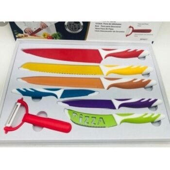 Conjunto de Facas e Descascador de Legumes Fratelli em Inox e Plástico – 7 Peças
