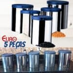 Conjunto de Mantimentos, Inox, 5 peças, Azul, Euro