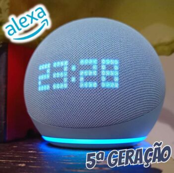 Echo Dot 5ª geração com Relógio | Smart speaker com Alexa | Display de LED ainda melhor