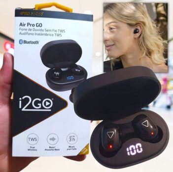 Fone de Ouvido Bluetooth Sem Fio TWS Air PRO Go i2GO com Estojo de Carregamento - i2GO PRO