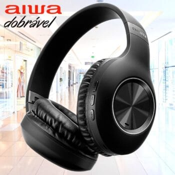 Fone de Ouvido Headphone AIWA Bluetooth, ANC - Cancelamento de ruído, dobrável - AWS-HP-02-B
