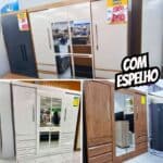 Guarda-roupa Casal com Espelho 4 Portas 6 Gavetas Araplac Atraente Sofia