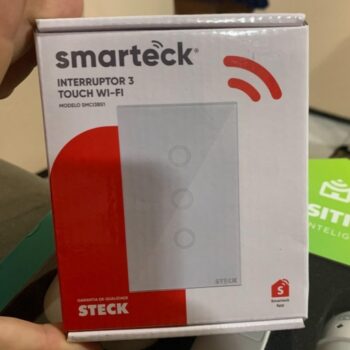 Interruptor Inteligente Smarteck 4X2" 3 Módulos Bivolt Touch Wi-fi Branco, compatível com Alexa