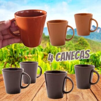 Jogo com 4 canecas, Curry, Coleção Especiarias, Acervo Panelinha