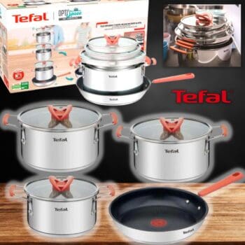 Jogo de Panelas 4 Peças Tefal Opti'space em Inox com Fundo Triplo