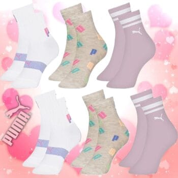 Kit 06 Pares Meia Puma Infantil Cano Médio Algodão Criança Meninas