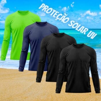 Kit 4 Camisetas Masculina Manga Longa Térmica Proteção Solar UV Dry Fit Segunda Pele X