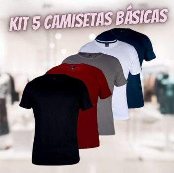 Kit 5 Camiseta Básica Masculina Original Ducam