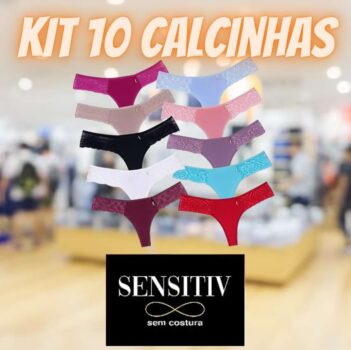 kit com 10 calcinhas fio dental rendada Sensitiv