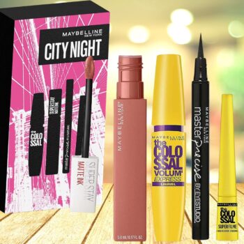 KIT NOITE MAYBELLINE - Batom + Delineador + Máscara de Cílios